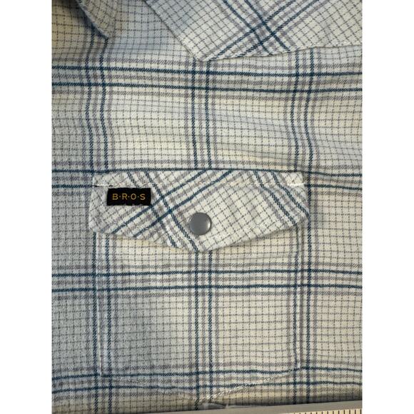 Howler Bros Flannel Western Shirt Beige Tan Gray Plaid Cotton Snap Button XL - Picture 8 of 10